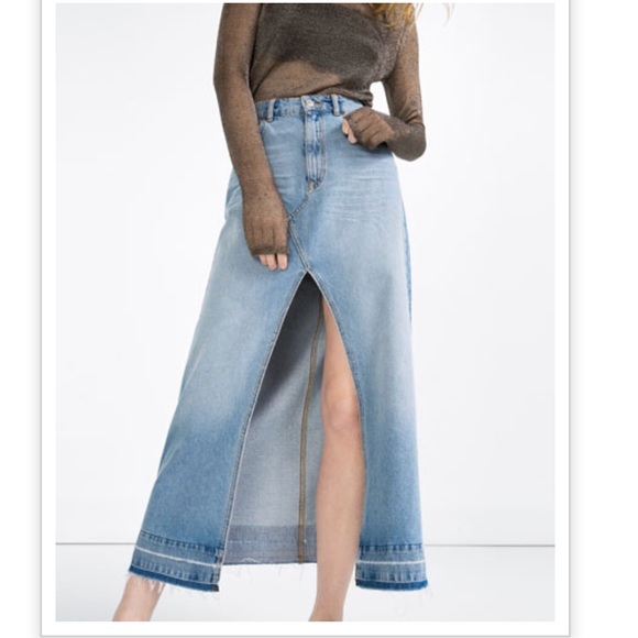 zara denim maxi skirt